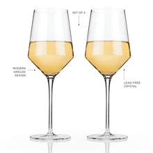 Load image into Gallery viewer, Angled Crystal Chardonnay Glasses