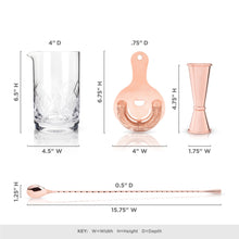 Load image into Gallery viewer, 4-Piece Copper Mixologist Barware Set