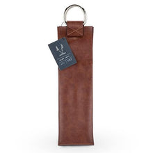 Load image into Gallery viewer, Brown Faux Leather Single-Bottle Wine Tote
