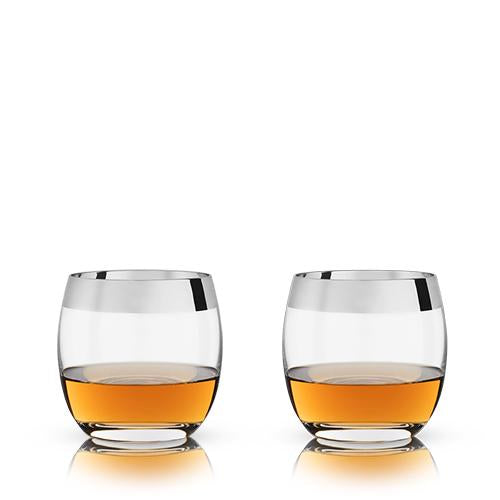 Chrome Rim Crystal Tumblers