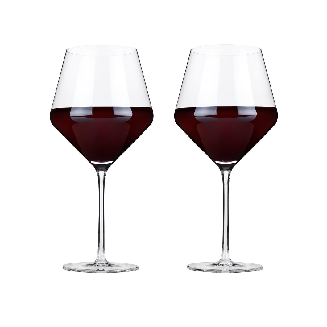 Angled Crystal Burgundy Glasses