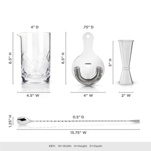 4-Piece Stainless Steel Mixologist Barware Set