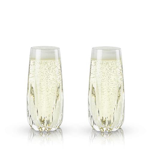 Cactus Crystal Stemless Champagne Flutes