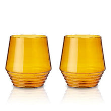 Load image into Gallery viewer, Amber Deco Cocktail Glasses
