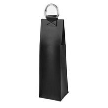 Load image into Gallery viewer, Black Faux Leather Single-Bottle Wine Tote
