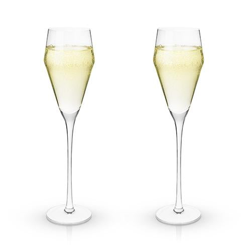 Angled Crystal Prosecco Glasses